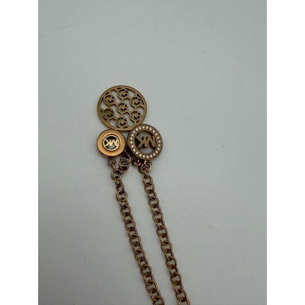Michael Kors Adjustable Gold Tone Charm Bracelet MK Logo Disc - Picture 9 of 9