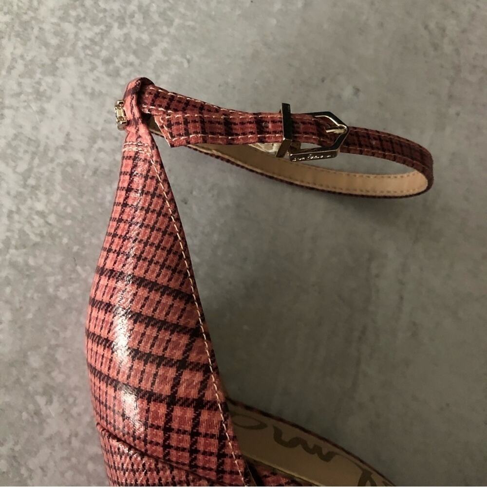 Sam Edelman Yaro Ankle Strap Sandal Cameo Pink Plaid NEW - Picture 8 of 11