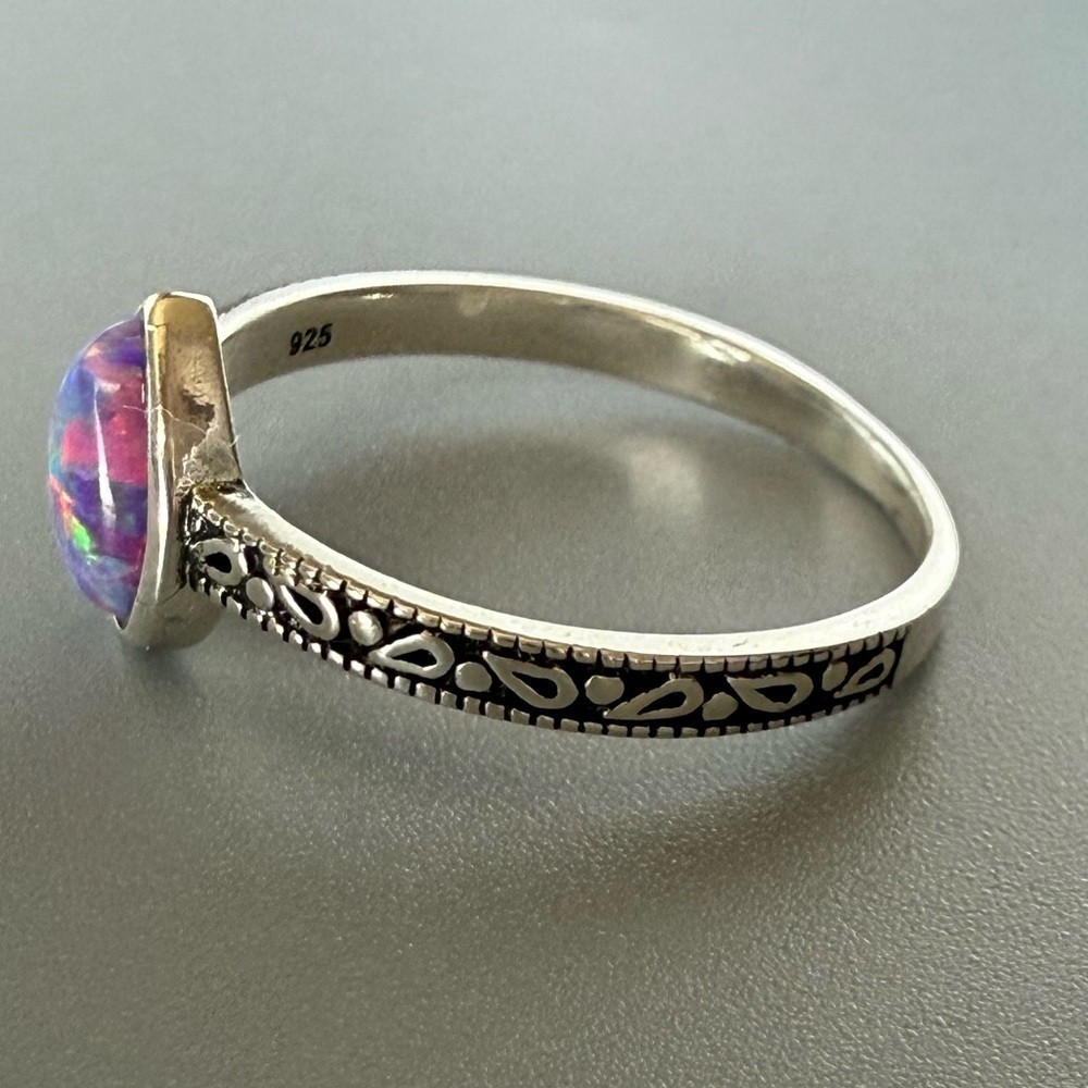 Sterling Silver Pear Opal Ring - Picture 5 of 11