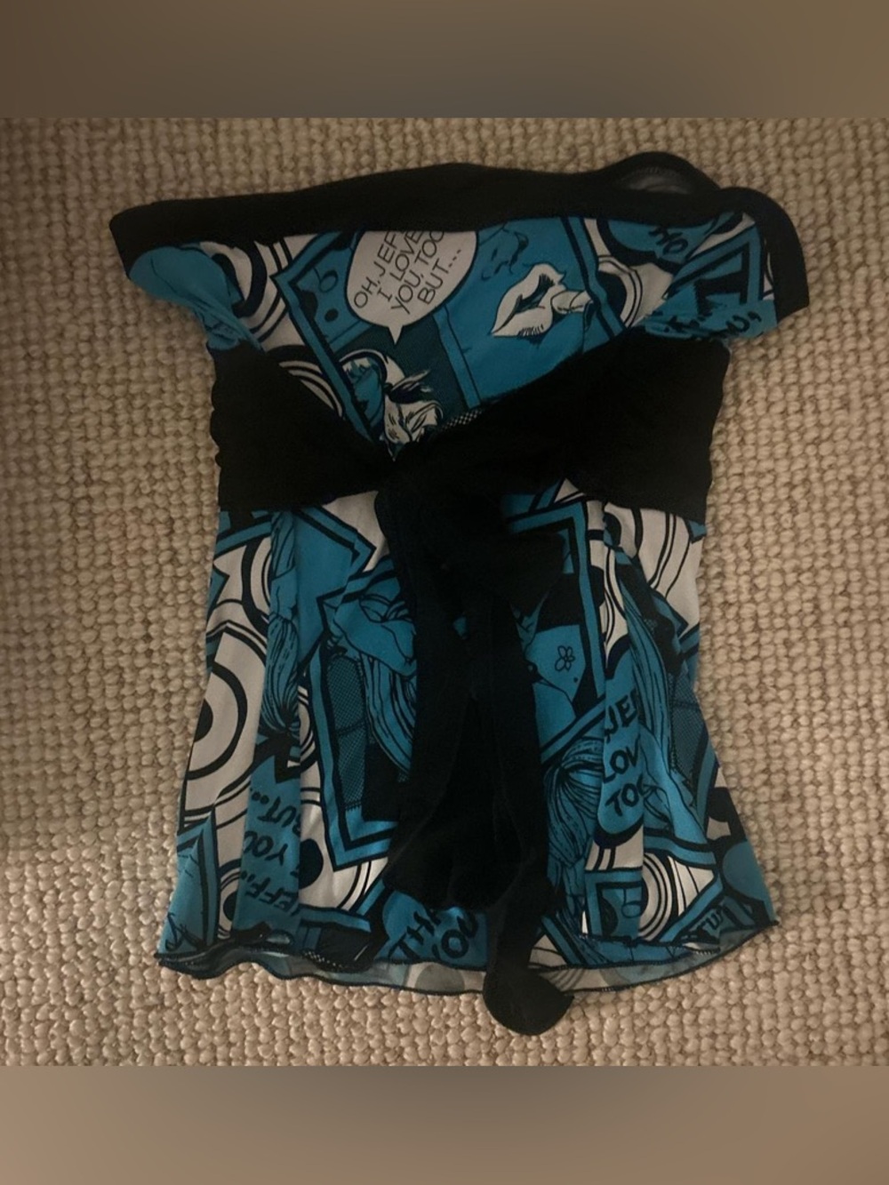 Turquoise and Black Strapless Bustier Top