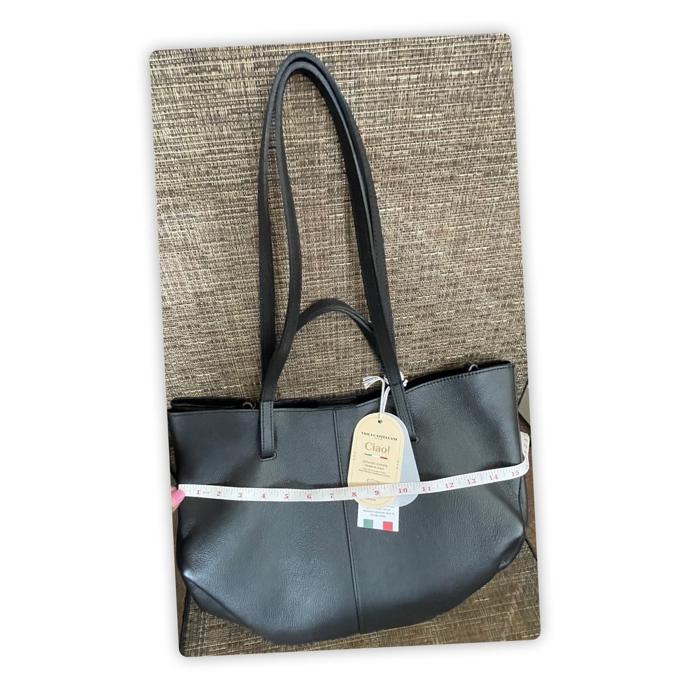 Viola Castellani Tote Genuine Leather Bag With Pouch - Picture 2 of 13