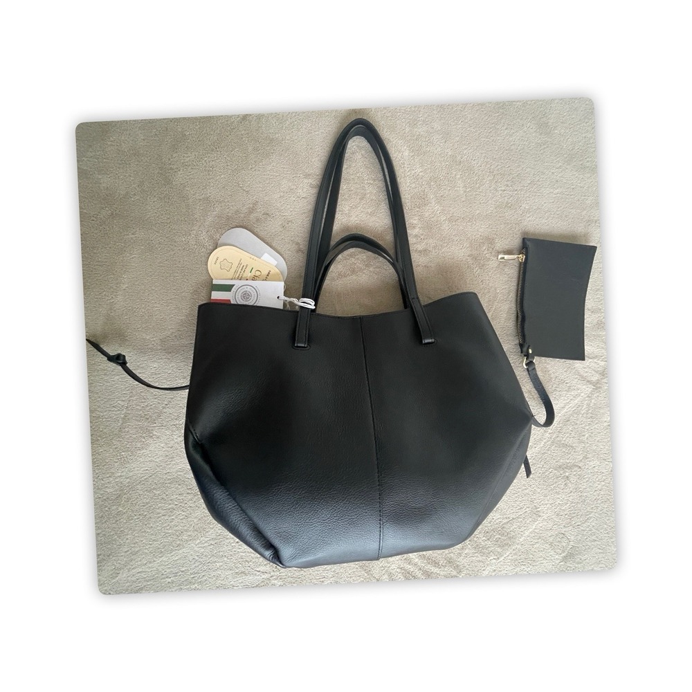 Viola Castellani Tote Genuine Leather Bag With Pouch - Picture 3 of 13