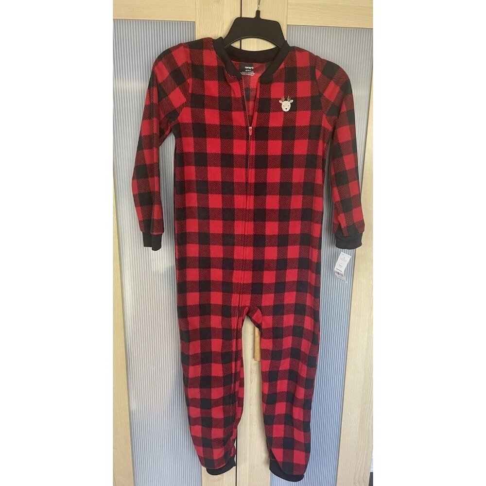 Carter’s Sz‎ 8 Santa’s Helper Pajamas Red/Black Christmas Casual Fleece Comfy