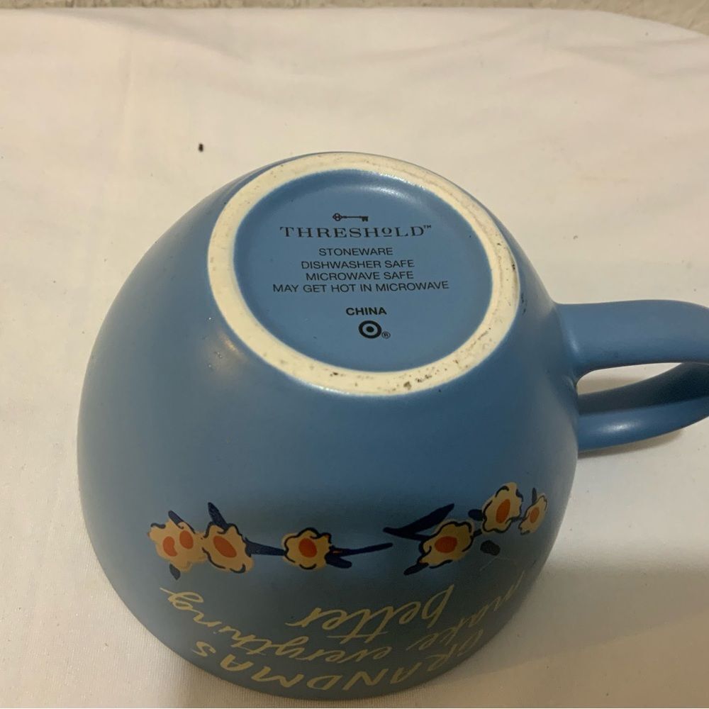 Threshold Mug Grandmas Make Everything Better blue dainty floral wide 5” round - Picture 7 of 7