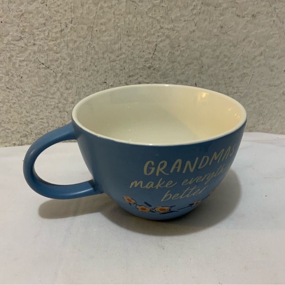 Threshold Mug Grandmas Make Everything Better blue dainty floral wide 5” round - Picture 4 of 7