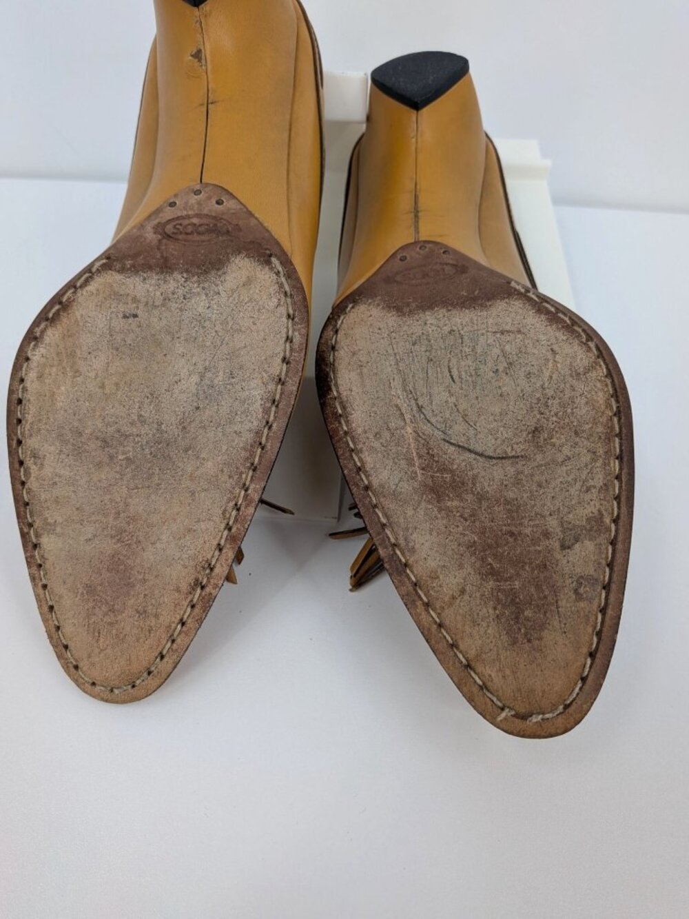 Tods Leather Tassel Mule Loafer Slip On Wedge Kitten Heel Y2K Pointed Size 37 EU - Picture 11 of 11