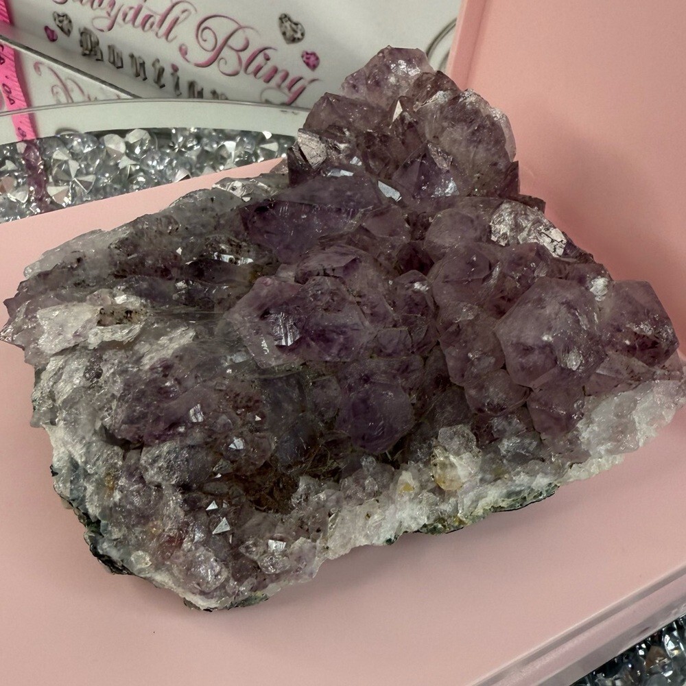 Amethyst Crystal Cluster Home Accent - Purple Natural Stone geode