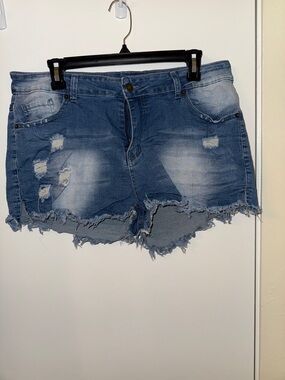 Amazon Women's Distressed Light Blue Denim Cutoff Shorts