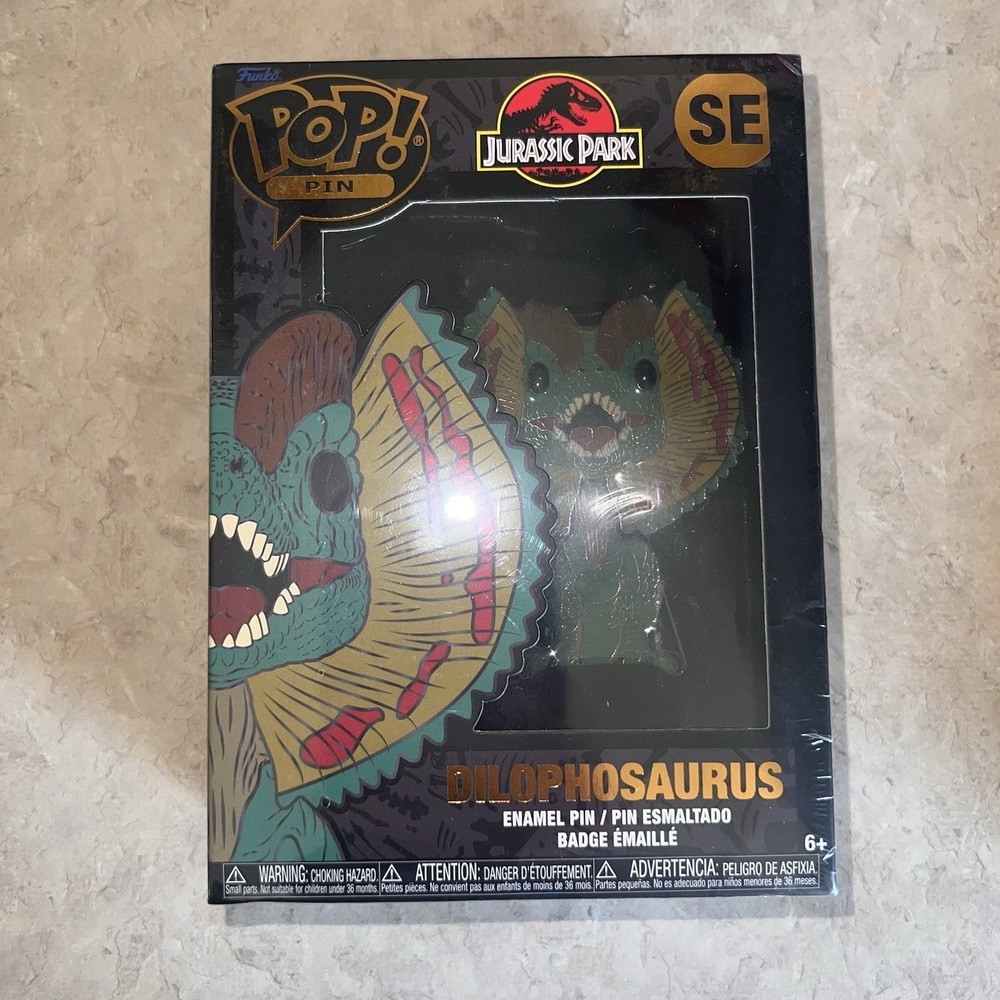 NEW FUNKO POP! PIN JURASSIC PARK DILOPHOSAURUS Enamel Pin w/ Removable Stand SE