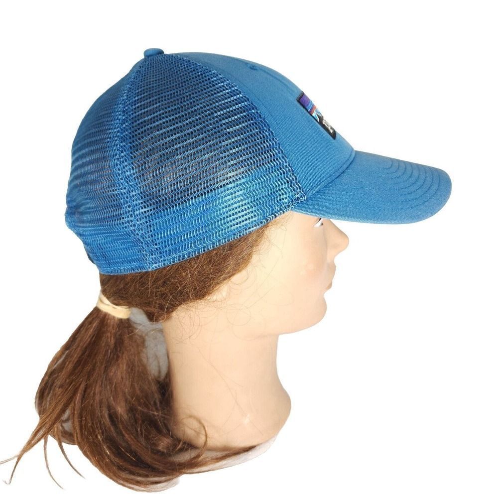 Patagonia Unisex P-6 Lopro Logo OS Blue Distressed Snapback Trucker Cap Hat - Picture 4 of 10