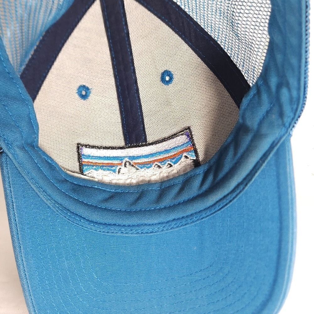 Patagonia Unisex P-6 Lopro Logo OS Blue Distressed Snapback Trucker Cap Hat - Picture 10 of 10