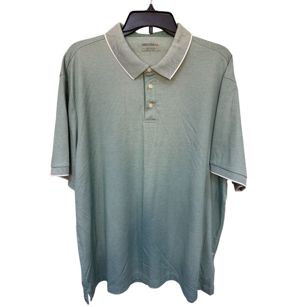 Untuckit Men's Beaux Contrast Collar Green Golf Polo Shirt Men's XXXL