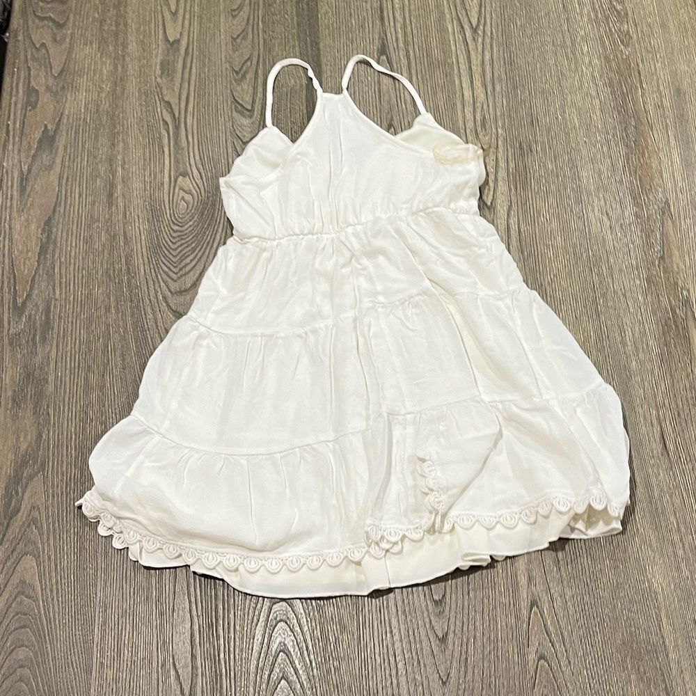 Sequin Hearts Tiered A-Line Mini Dress V-Neck Racerback Lined White Size Medium - Picture 6 of 8