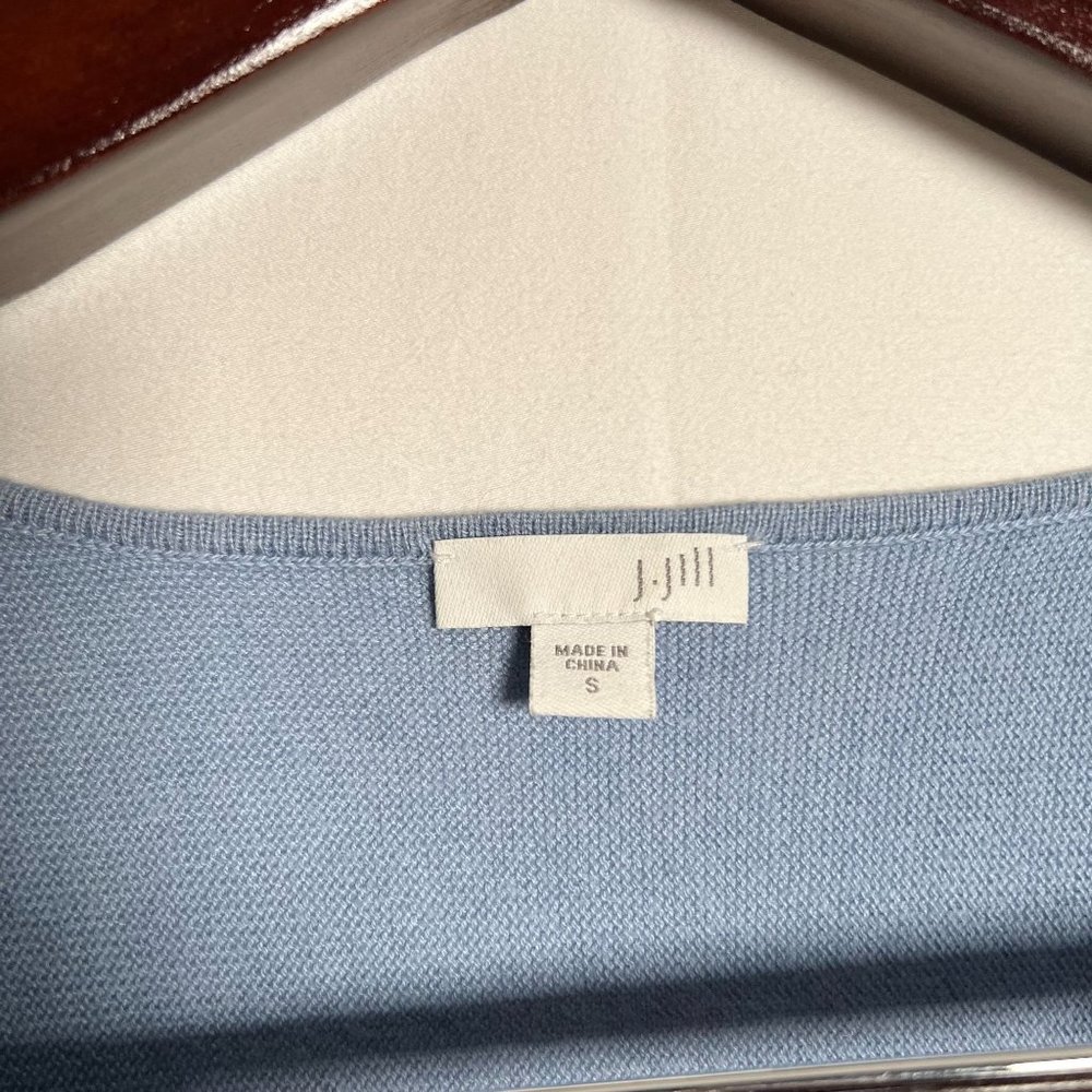 J Jill cotton knit tunic blue small long sleeve womens v neck sweater - Picture 3 of 9