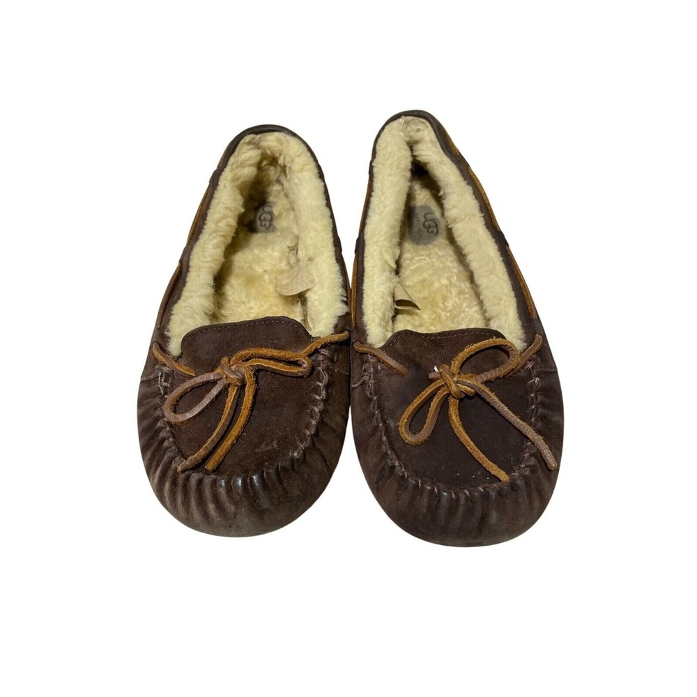 UGG Australia Dakota Suede Moccasin Slippers Espresso Brown Womens