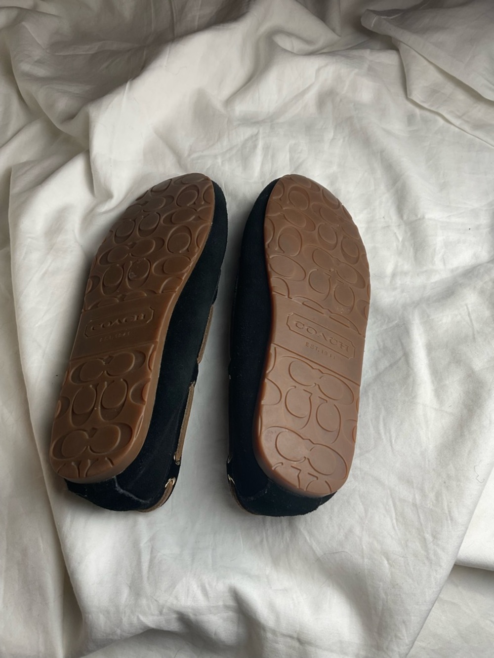 COACH Antonia Black Suede Shearling Moccasins Loafers - Size 6.5B - Picture 6 of 8