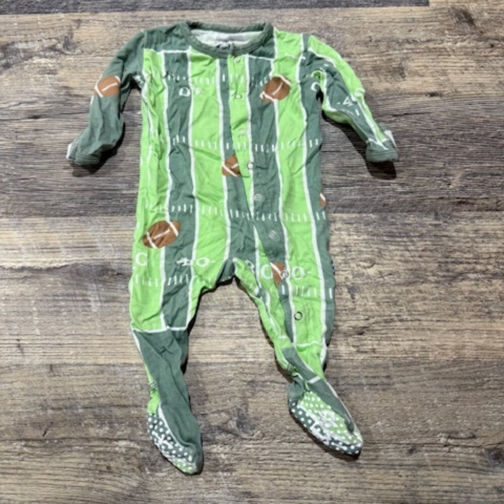 KicKee Pants 0-3 Months Footie Pajamas Football Print
