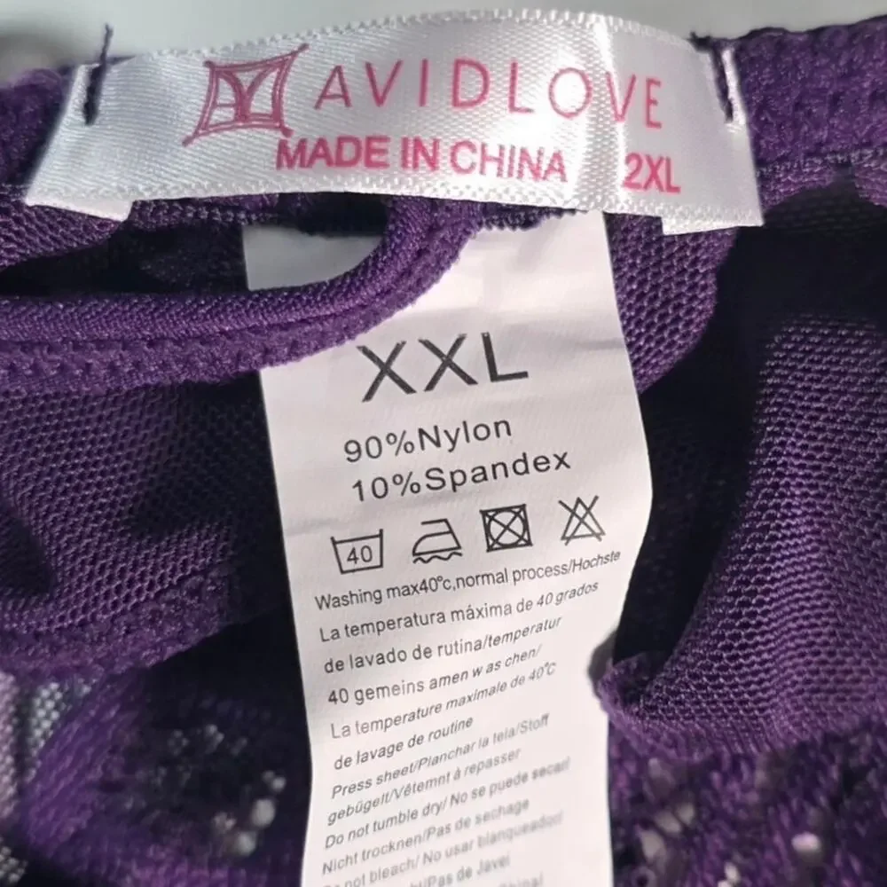 NWT AvidLove Lace Lingerie Lot 3 Bra Panty Sets XXL Purple Red Green - Picture 8 of 10