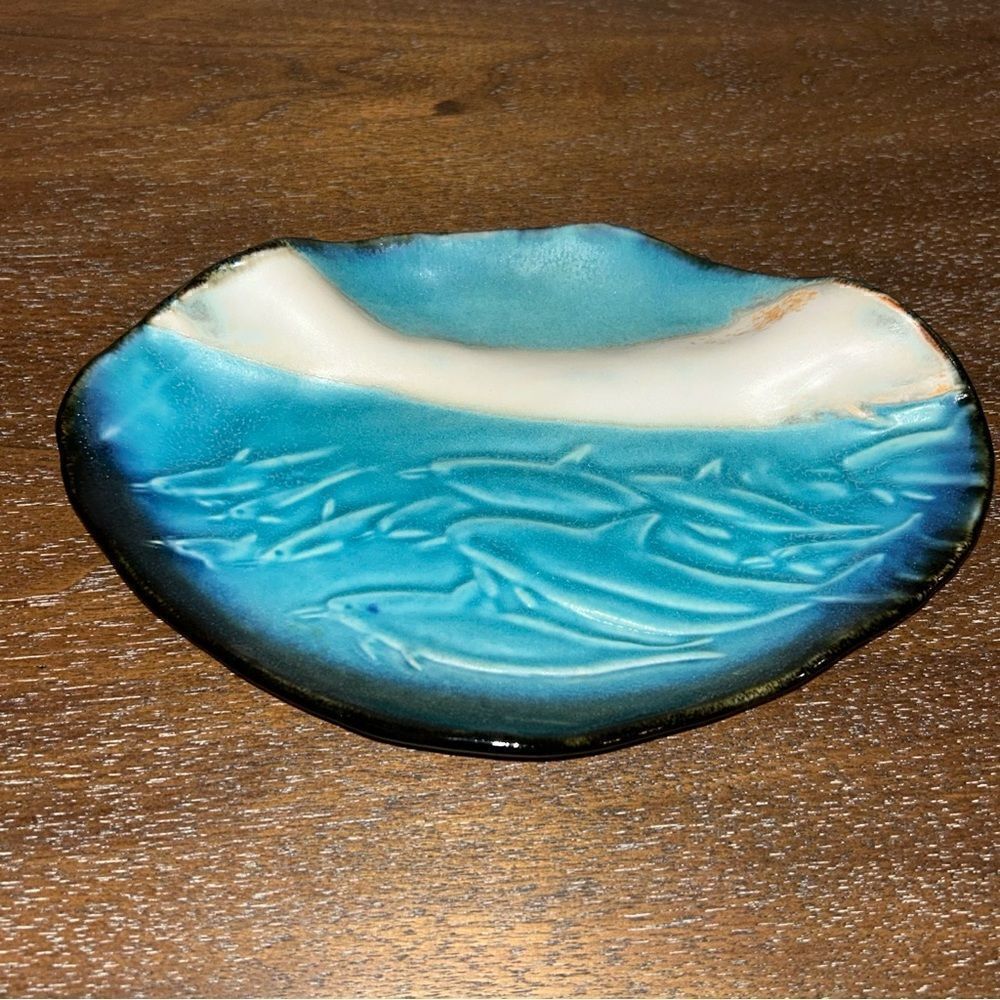 Ina Koch Dolphin Ceramic Decorative Dish