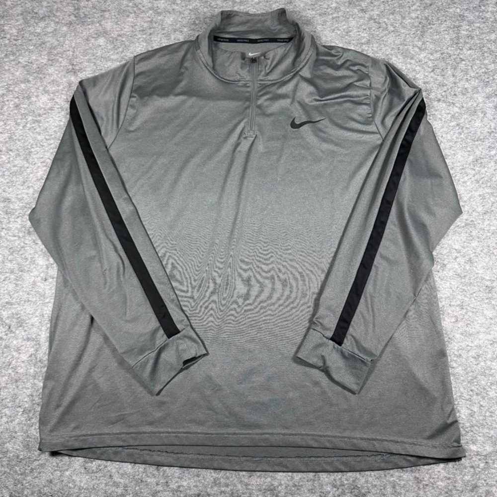Nike Pro Quarter Zip Pullover Mens XXL Gray Good Dri-FIT DM5503-070 Sporty