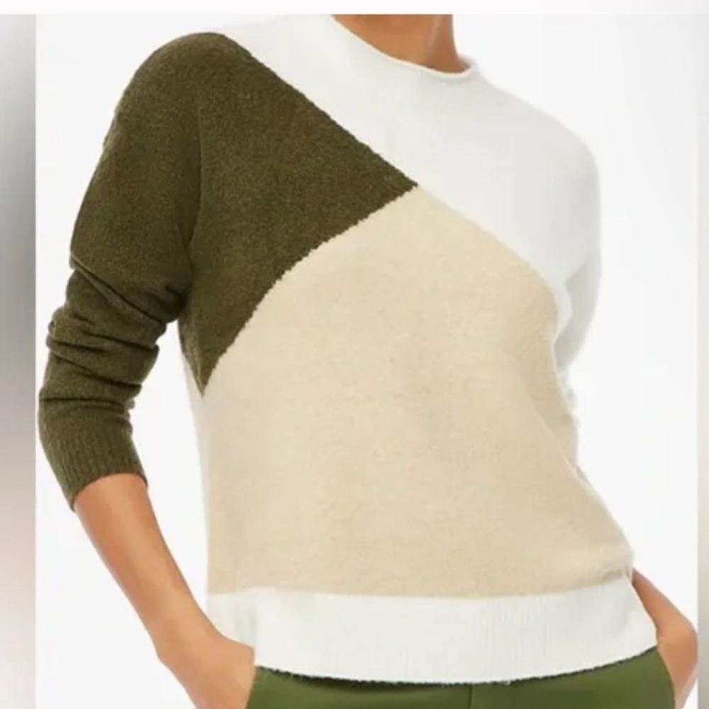 J Crew Factory Mockneck Sweater Colorblock Extra Small