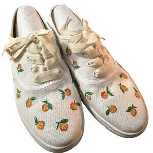 Soludos Embroidered Orange Citrus Canvas Sneakers. Women's Size US 10, NWT