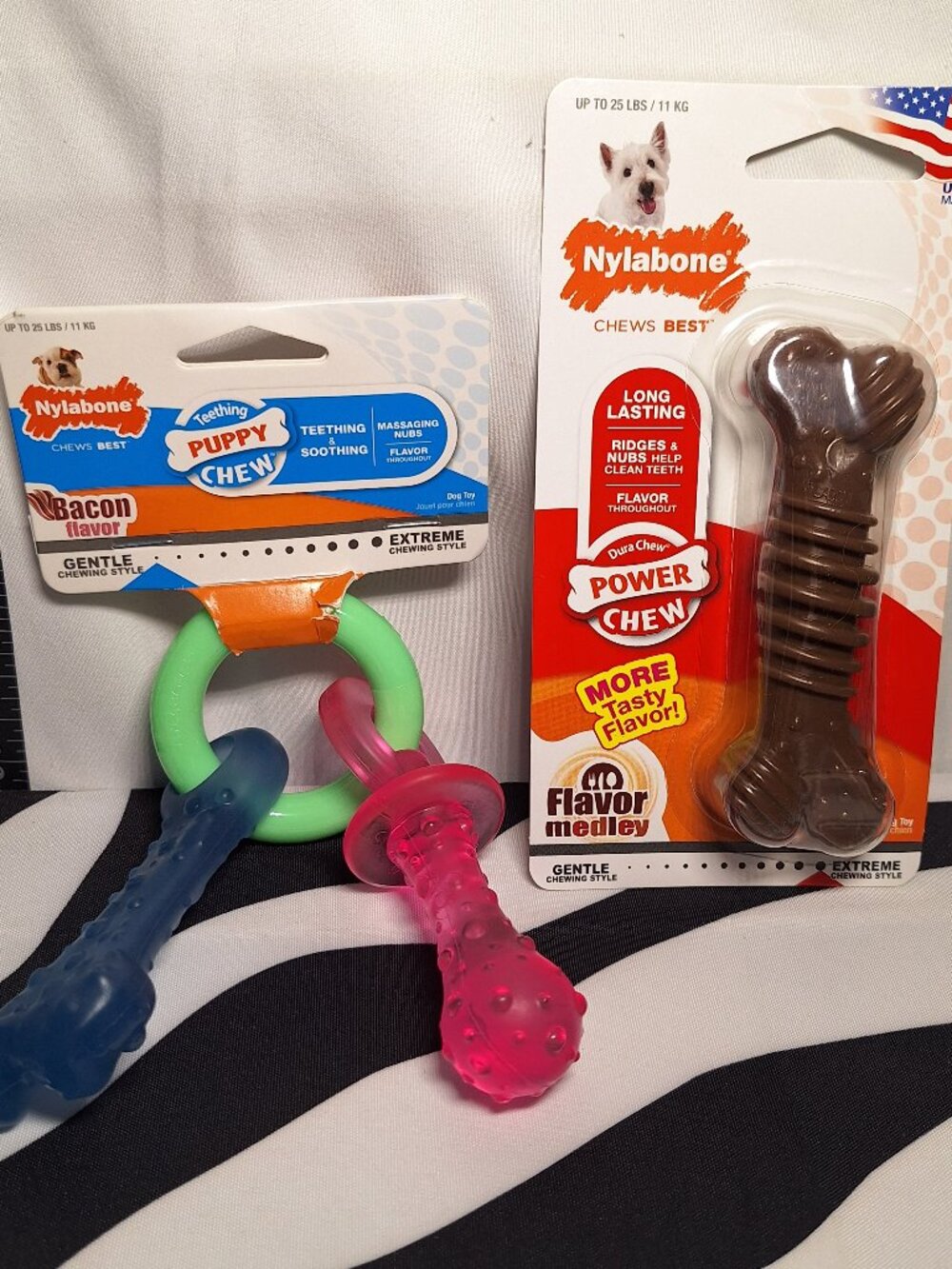 NWT Nylabone Dog Puppy & Power Chew Dog Toys - 2 Pack