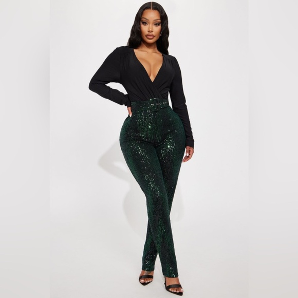 Shine For You Sequin Jumpsuit - Hunter | Fashion Nova