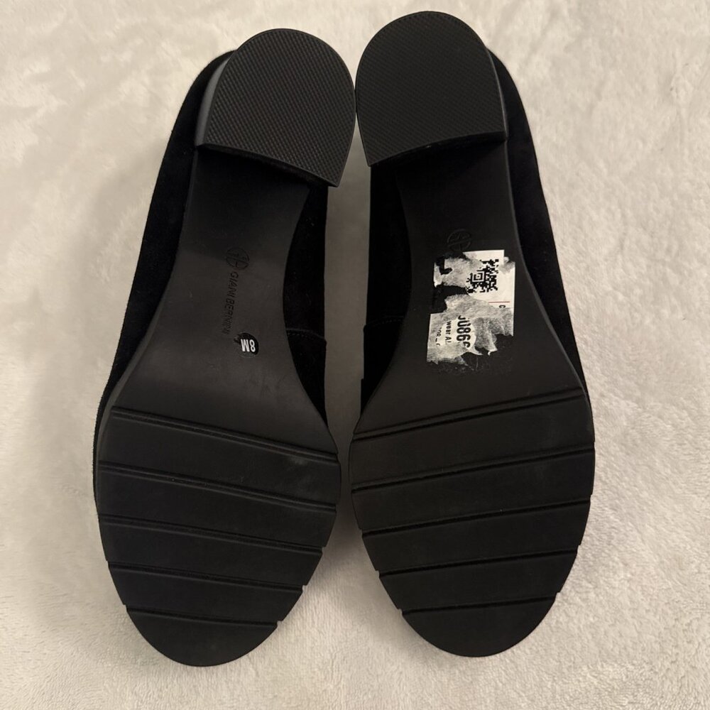 Giani Bernini Porshaa Black Suede Loafer‎ Heels With Gold Buckle Women's Size 8M - Picture 11 of 12