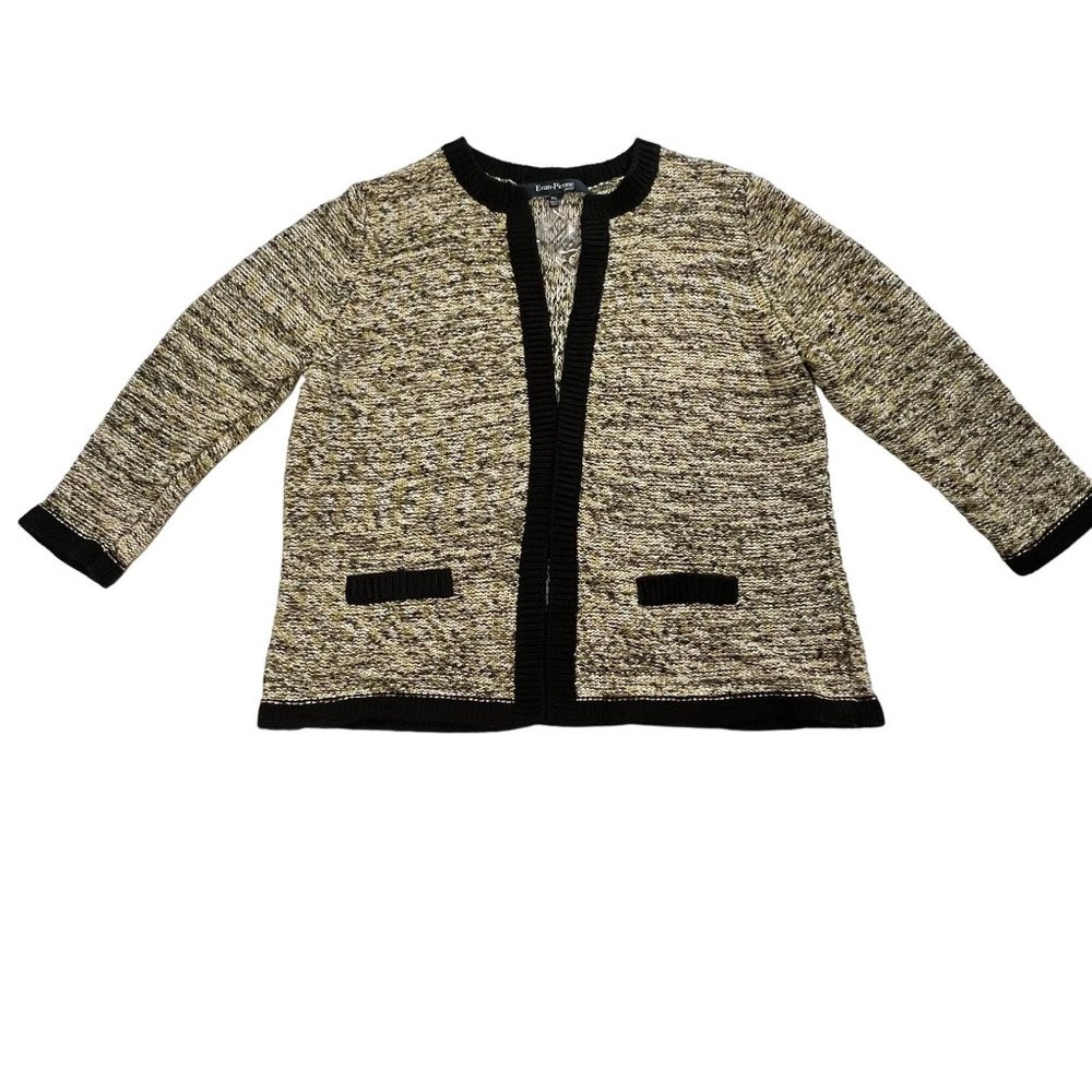Evan Picone Petites Size PXL Open Cardigan‎ Sweater Blazer Yellow Black