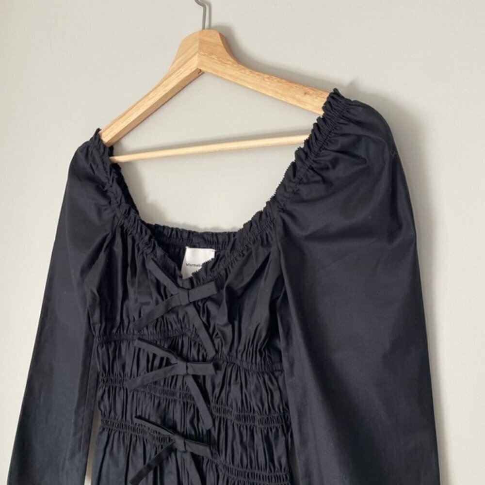NEW Reformation Lauryn Elegant Cotton Black Top Bows | size 2 - Picture 7 of 11