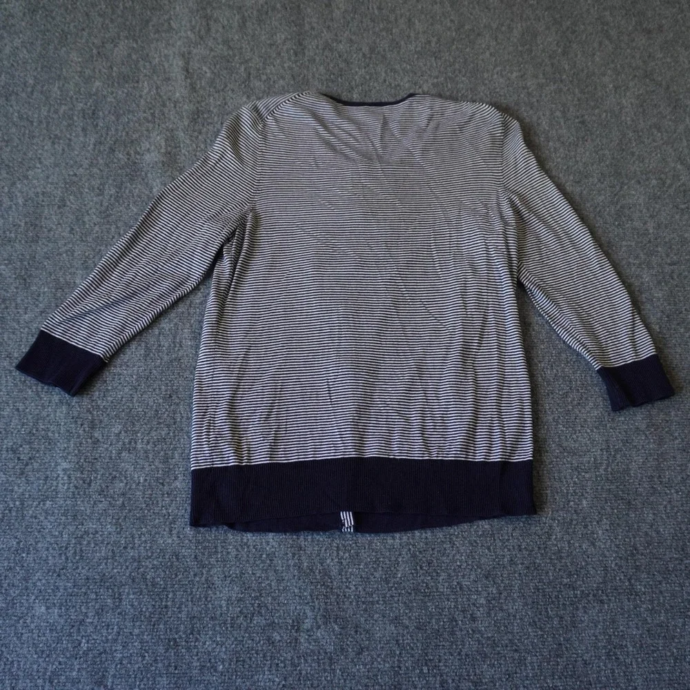 Talbots Weekend Navy Striped Cardigan Button Front Sweater Womens Size Small - Picture 2 of 11