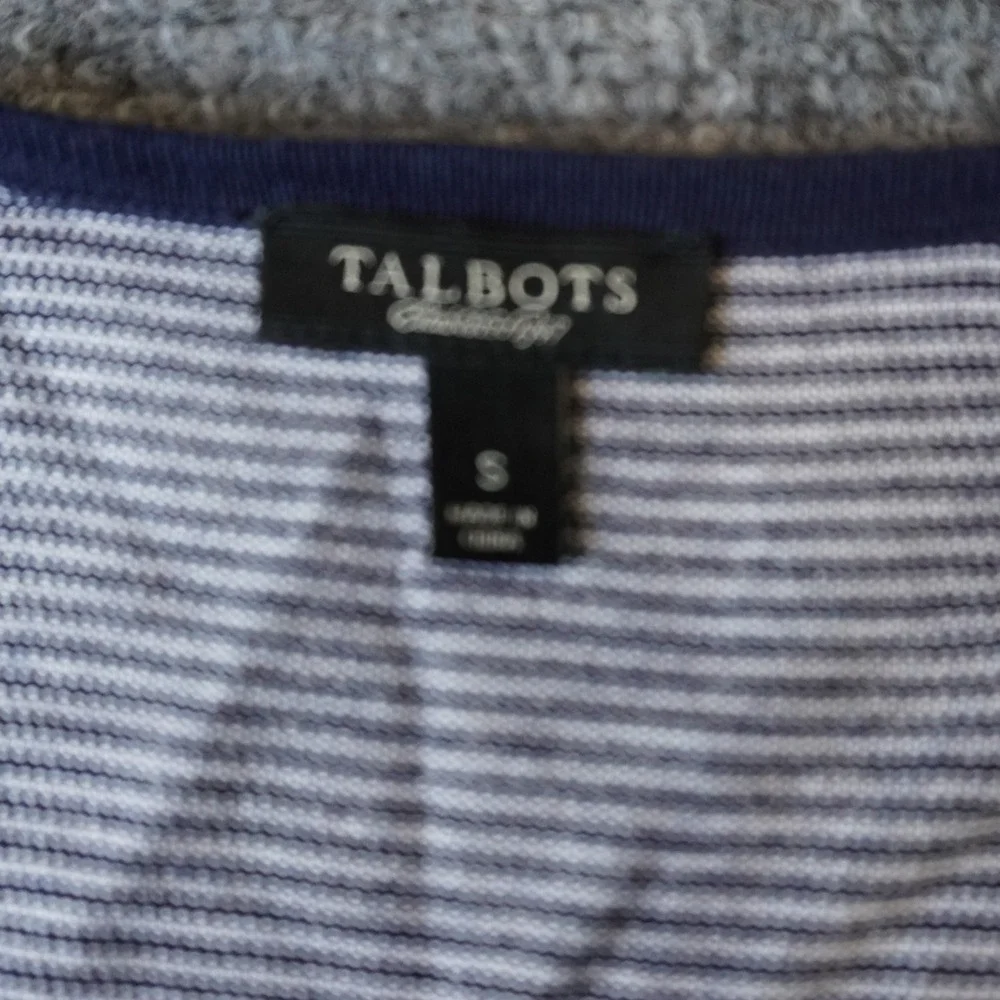 Talbots Weekend Navy Striped Cardigan Button Front Sweater Womens Size Small - Picture 3 of 11