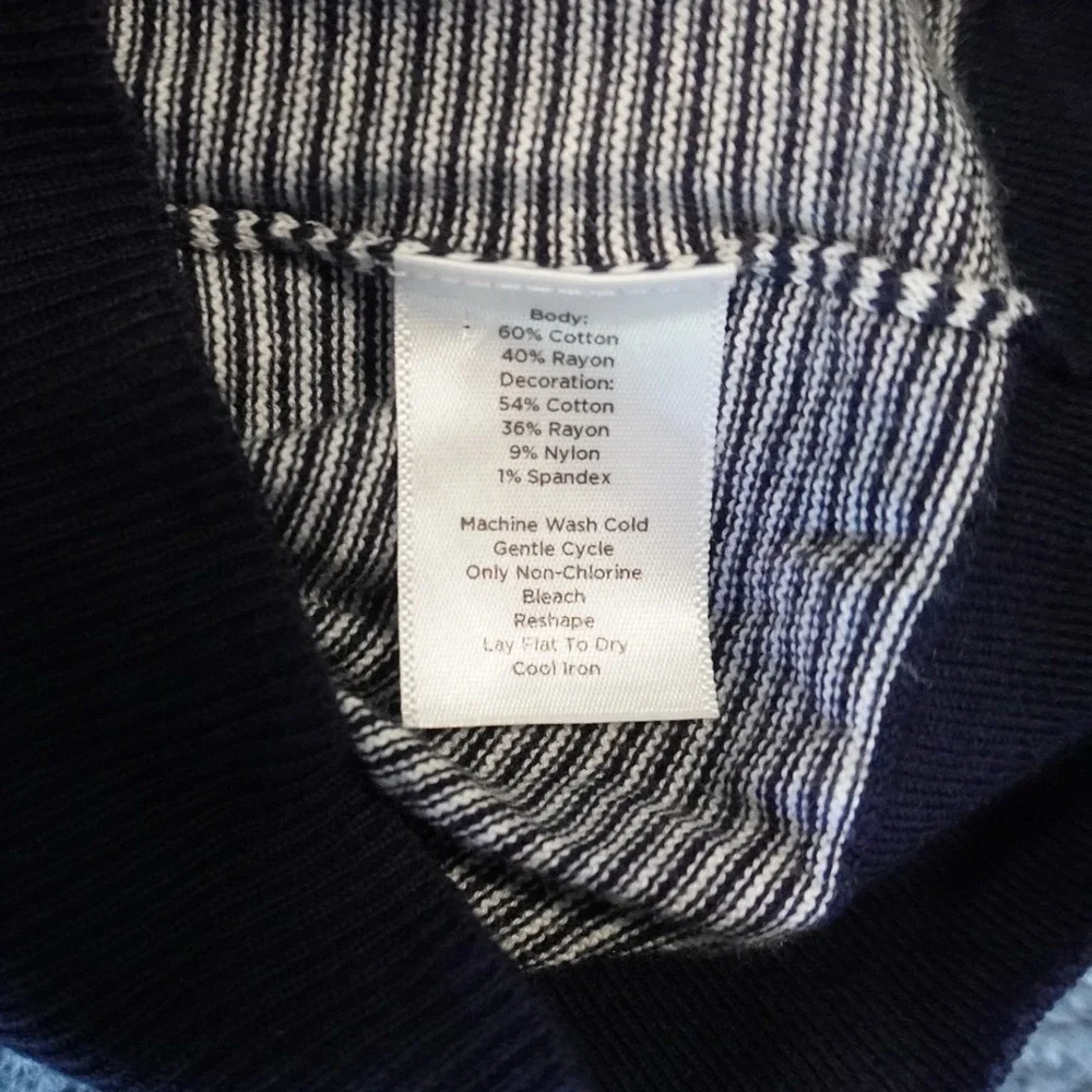 Talbots Weekend Navy Striped Cardigan Button Front Sweater Womens Size Small - Picture 5 of 11