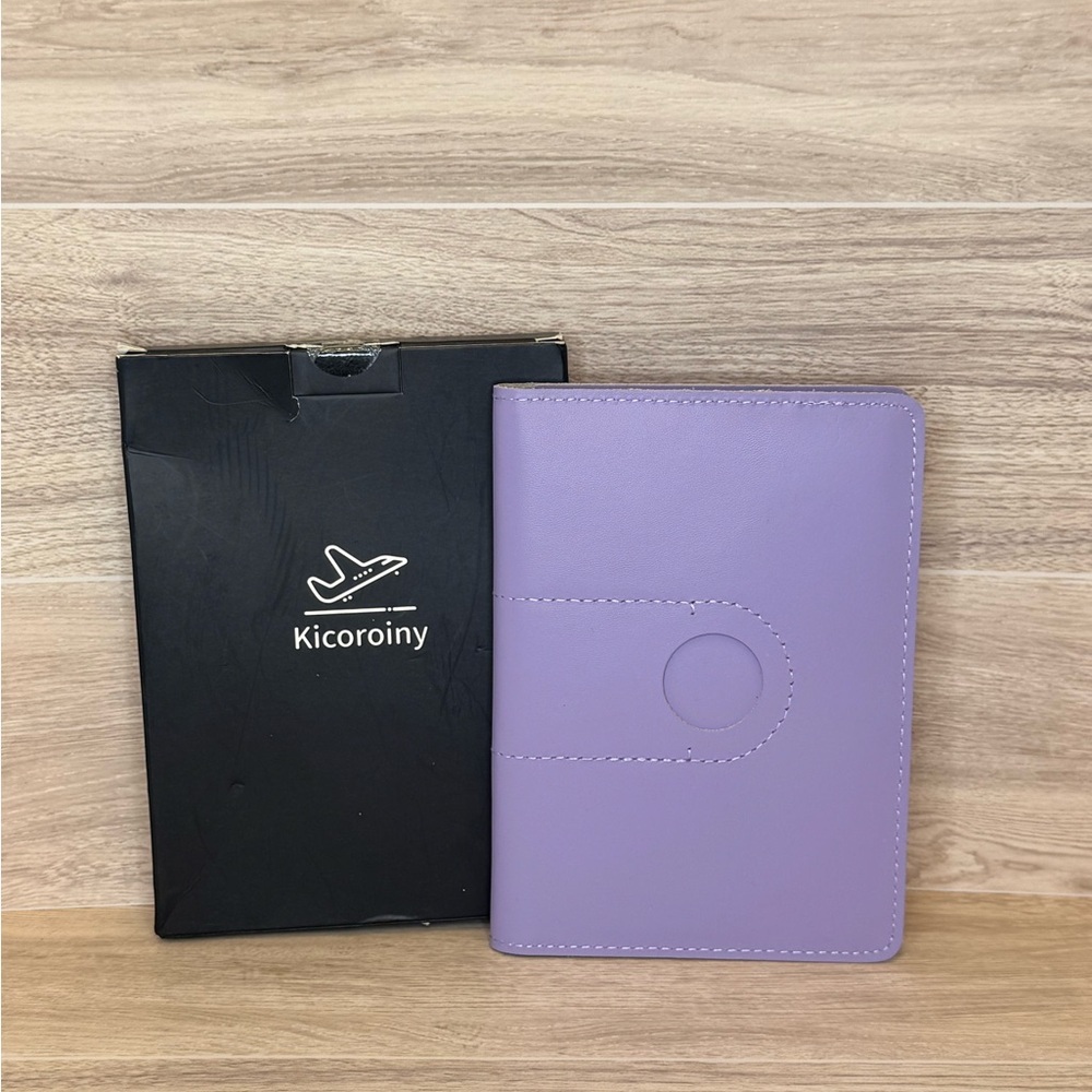 Passport Holder- Kicoroiny Purple Air Tag Model - genuine leather