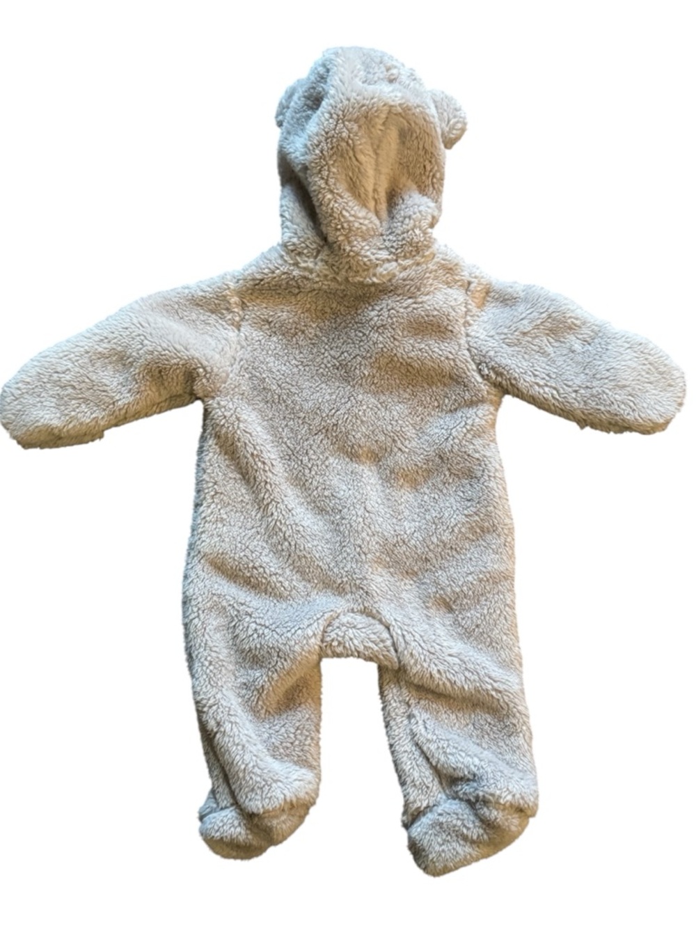 Cozy Teddy Fleece One-Piece in Light Gray - Baby Snowsuit 3 months - Picture 2 of 5