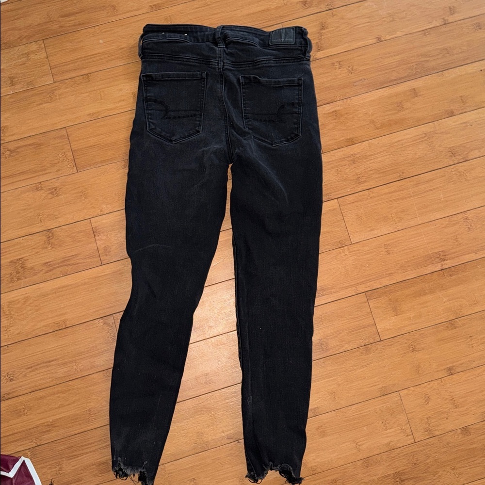American Eagle Outfitters Black Ripped Skinny Jeans - Picture 2 of 5