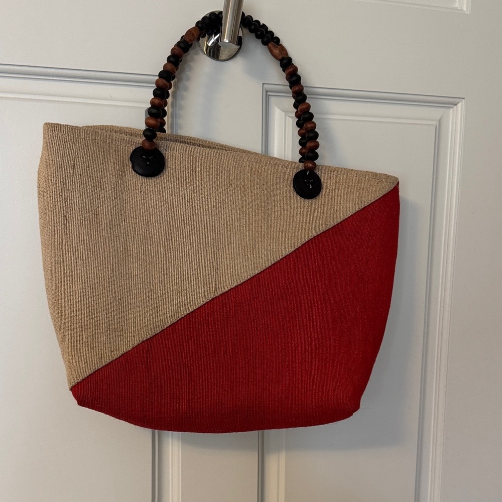 Red and Tan Women's Tote Bag