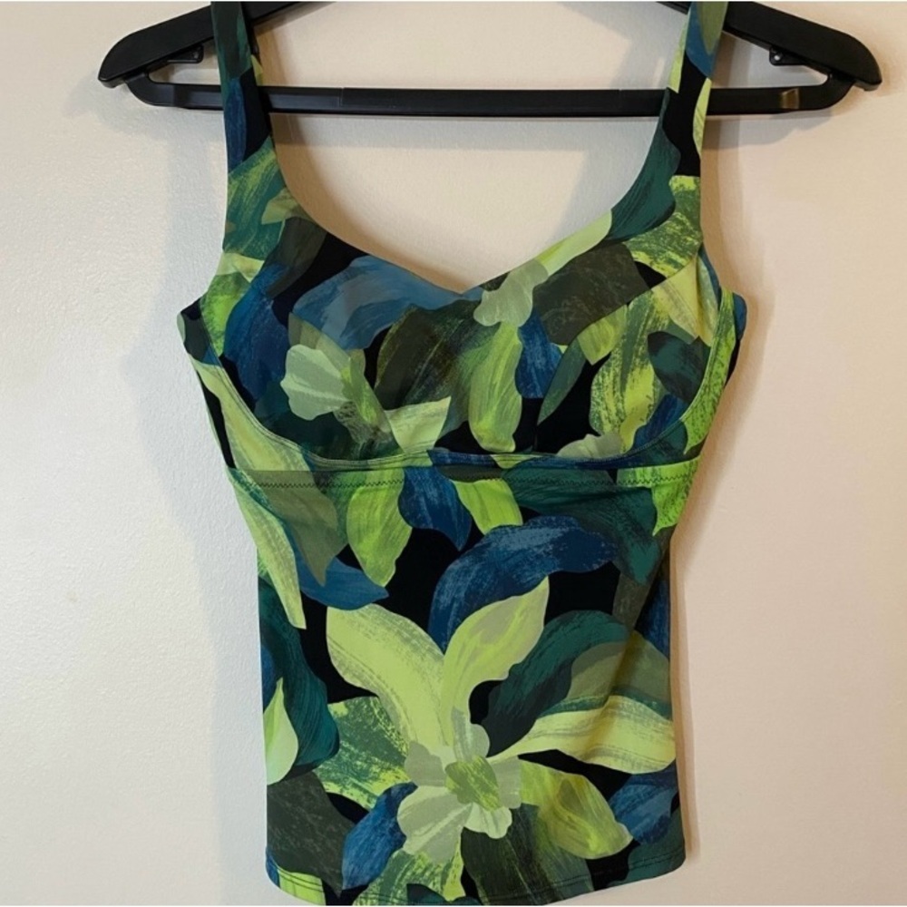 Athleta Black and Green Bondi Swimwear Top 32DD