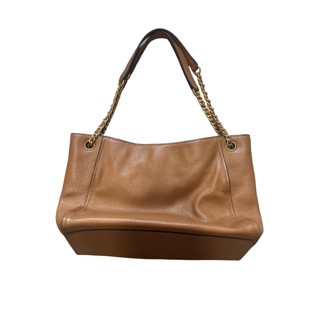 Tory Burch Brown Pebbled Leather Chain Tote Shoulder Bag - Picture 7 of 7