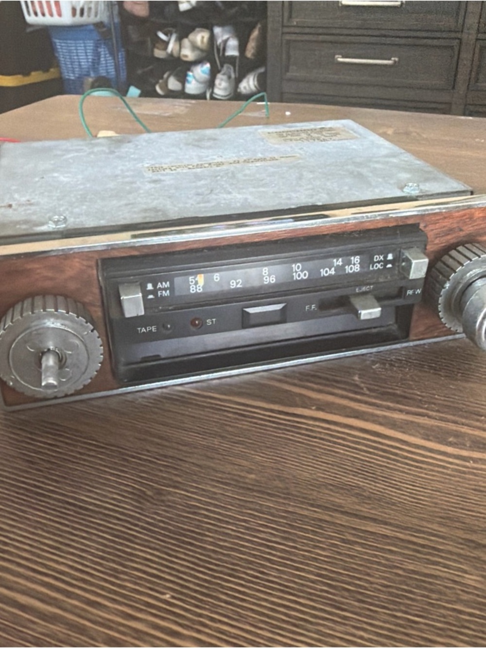 Vintage Car Stereo Receiver - Wood Grain and Silver Face