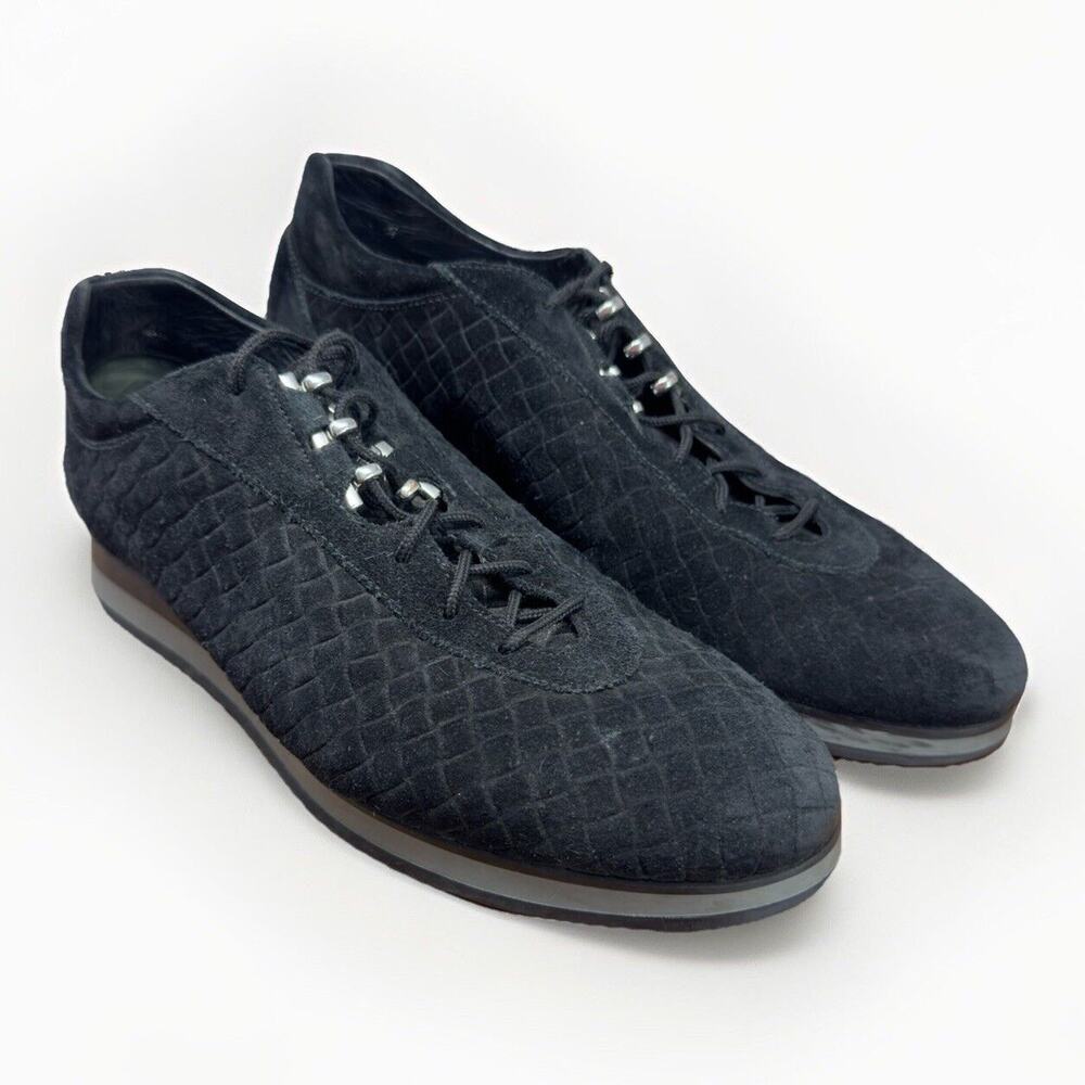 Stuart Weitzman Relay Sneaker Women 8.5N Black Quilted Suede Preppy