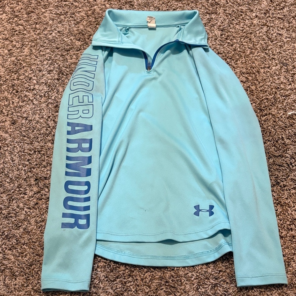 Under Armour Kids Light Blue Quarter-Zip Pullover - Picture 2 of 4