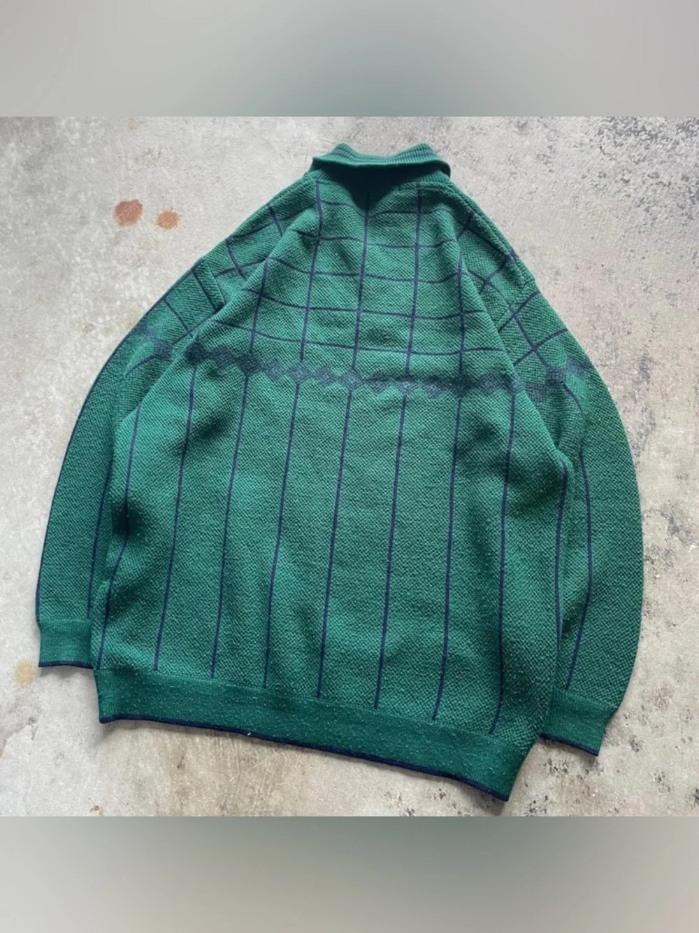 Classic Green Quarter-Zip Knit Sweater - Picture 2 of 2