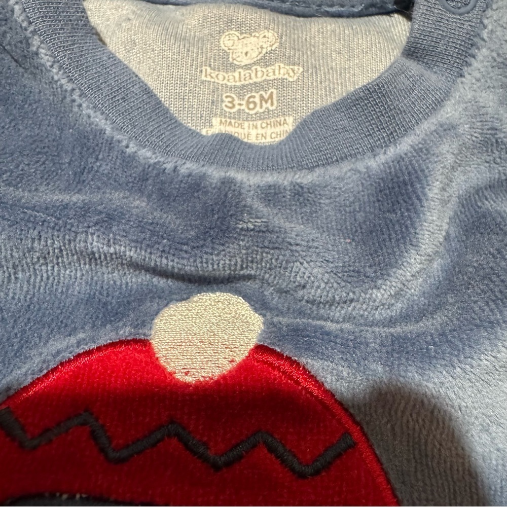 Koala Baby Blue Christmas Pajama Footed Penguin Soft Velour Baby Boy 3-6M - Picture 5 of 6