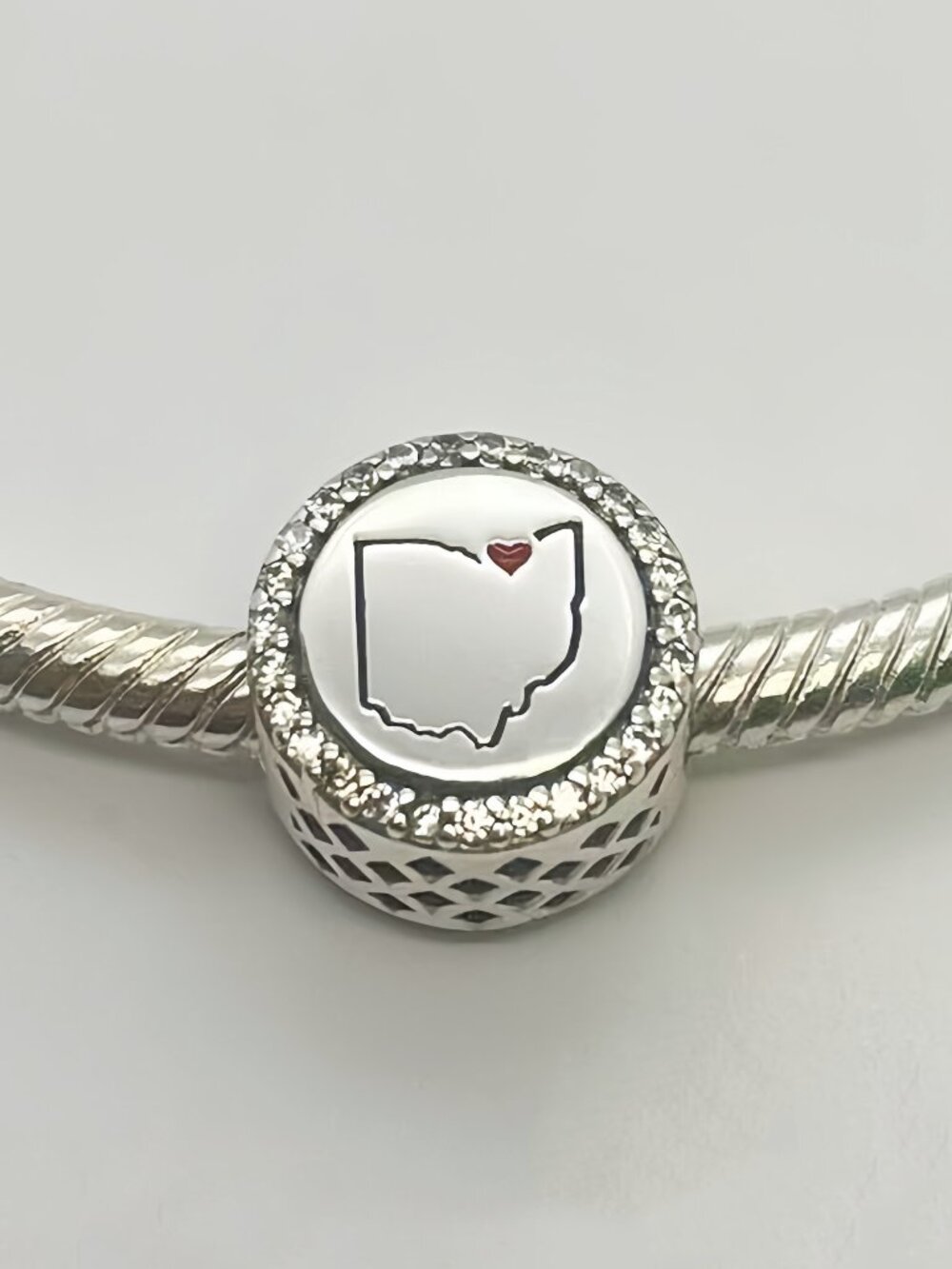 Pandora Love Cleveland.Ohio Map Dangle Charm  Pendant, S925 Sterling Silver