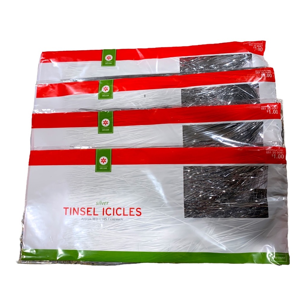 Tinsel Icicles Silver Christmas Retro Holiday 4 packages