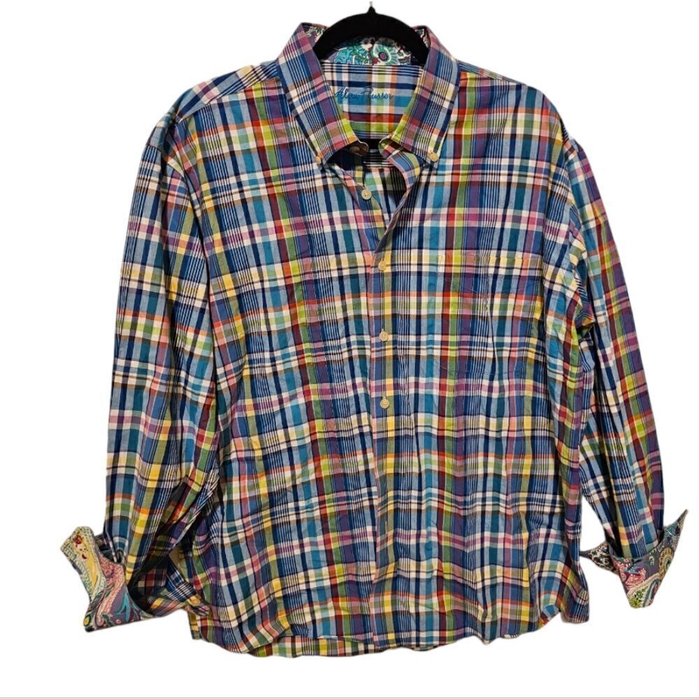 ALAN FLUSSER Long Sleeve Plaid Multicolor Button‎ Up Shirt - Size XL