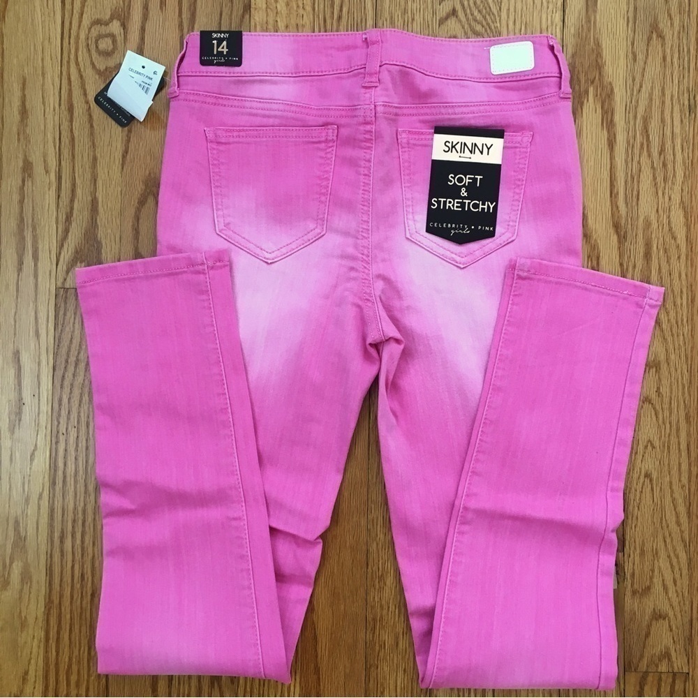 Celebrity Pink Big Girls Junior Mid Rise Pink Skinny Jeans - Picture 15 of 15