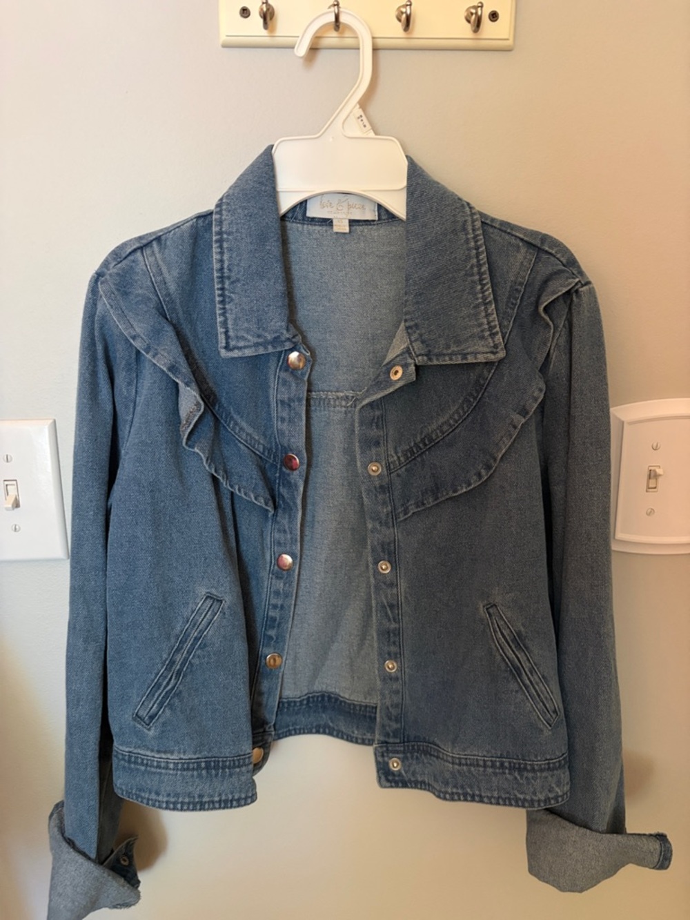 VTG Light Blue Ruffle Jean Jacket